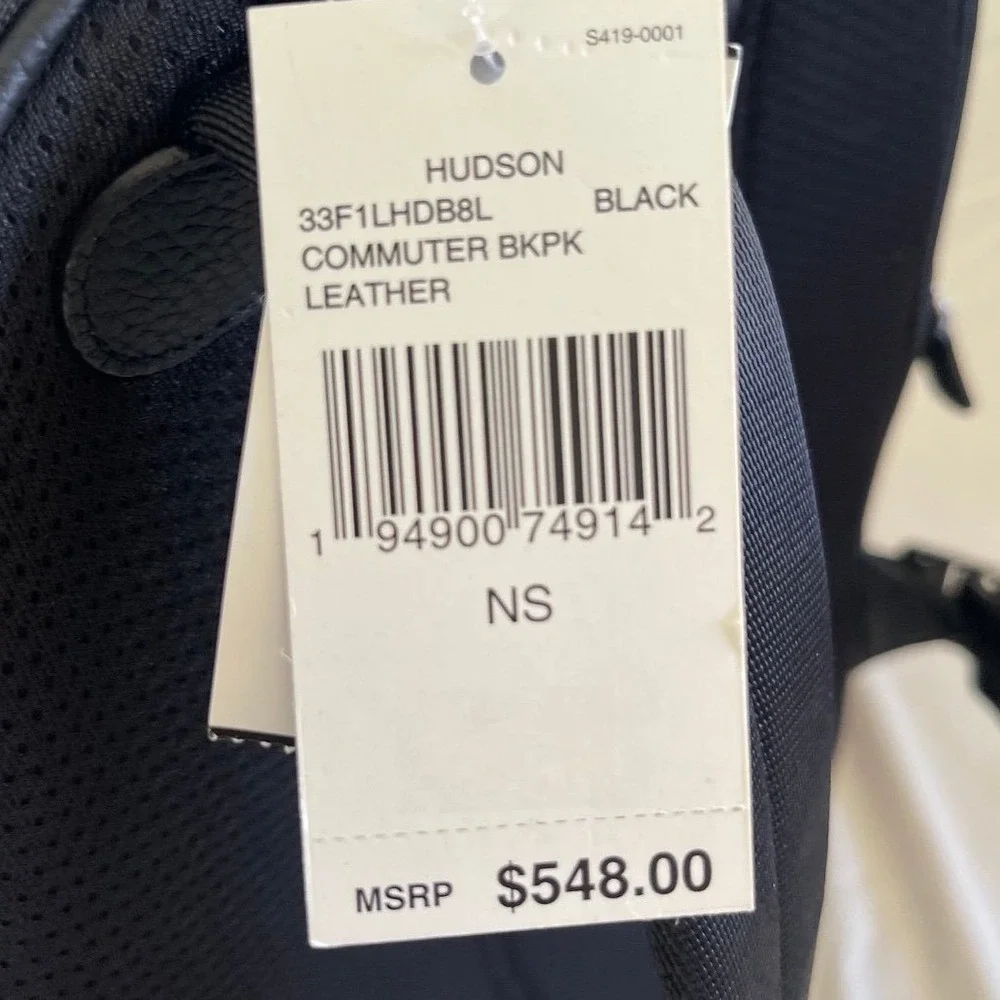 Michael Kors Hudson Commuter Black‎ Pebble Leather Striped Backpack Work Travel